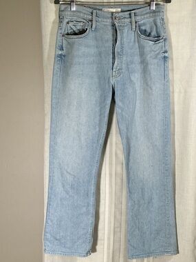 MOTHER The Tripper Jeans Size 28 Light Wash Frayed Hem High Rise Straight